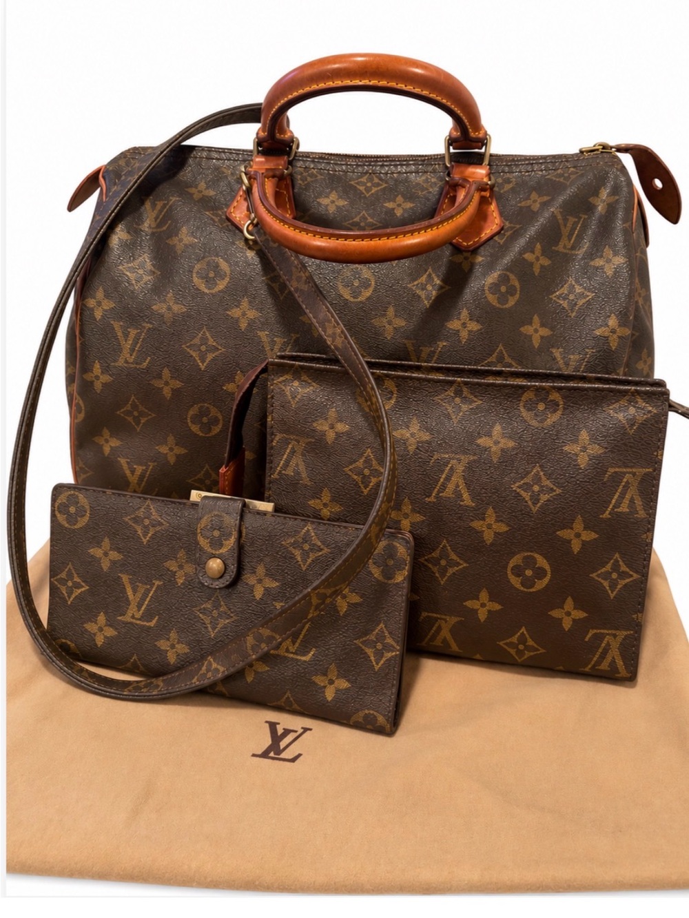 VINTAGE LOUIS VUITTON MONOGRAM FOUR-PIECE COLLECTION — 1989–1990